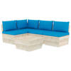 vidaXL 5-delige Loungeset met kussens pallet vurenhout