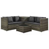 vidaXL 4-delige Loungeset met kussens poly rattan grijs