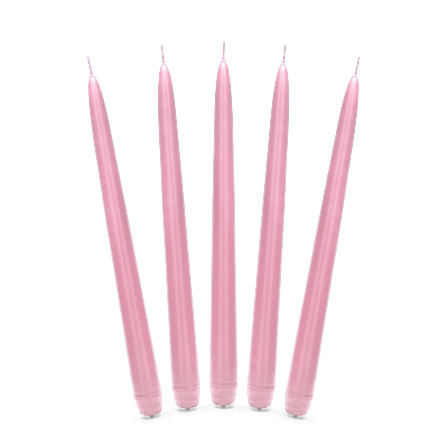 10x stuks Dinerkaarsen licht roze 24 cm - Dinerkaarsen