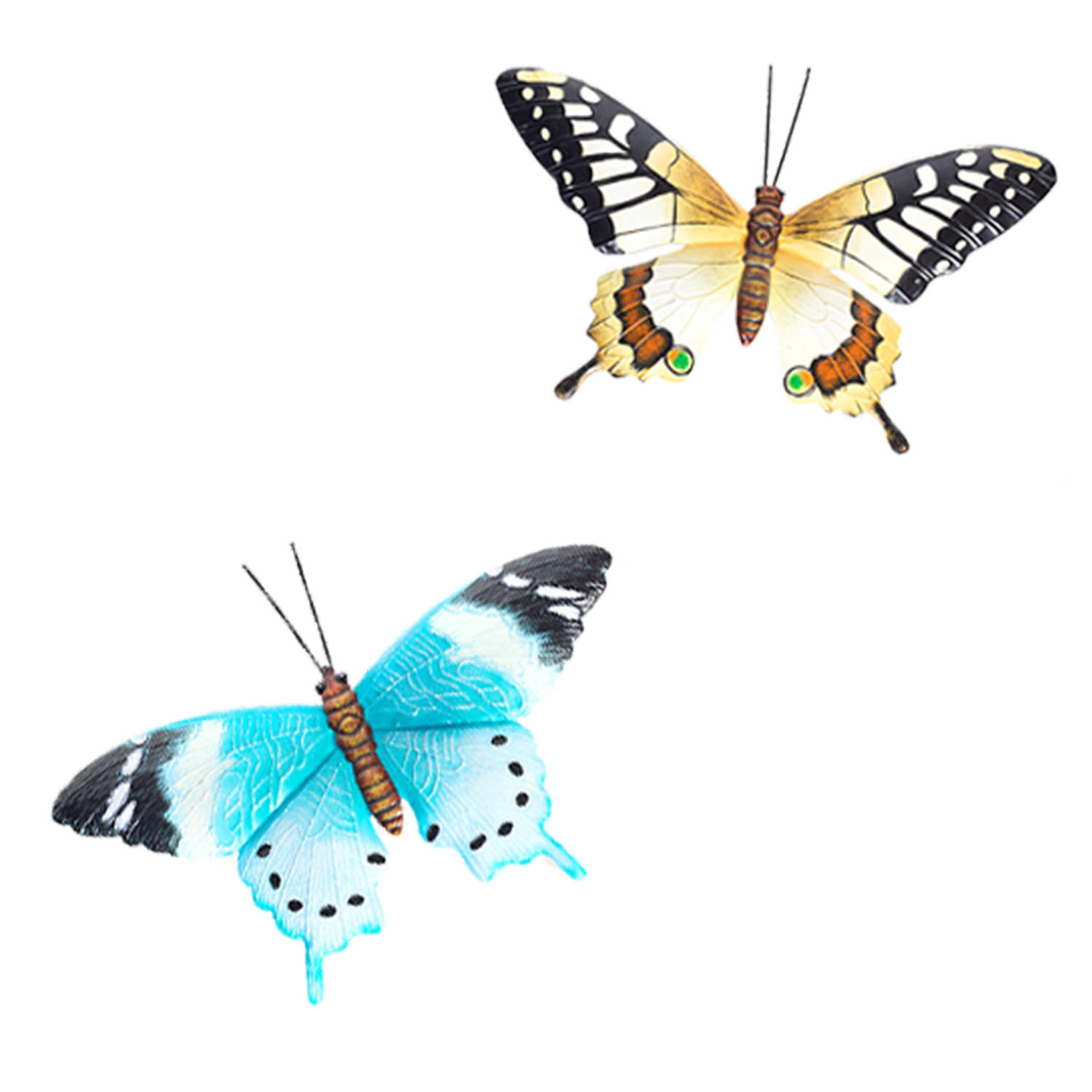 voetstappen geschenk Voornaamwoord Set van 2x metalen tuin decoratie vlinders voor aan de muur/wand 37 cm -  Tuinbeelden | Blokker