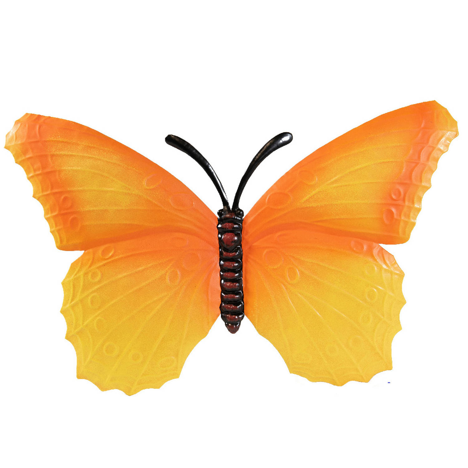 Tuindecoratie Vlinder Van Metaal Oranje 40 Cm Muur-schutting Decoratie Vlinders Dierenbeelden
