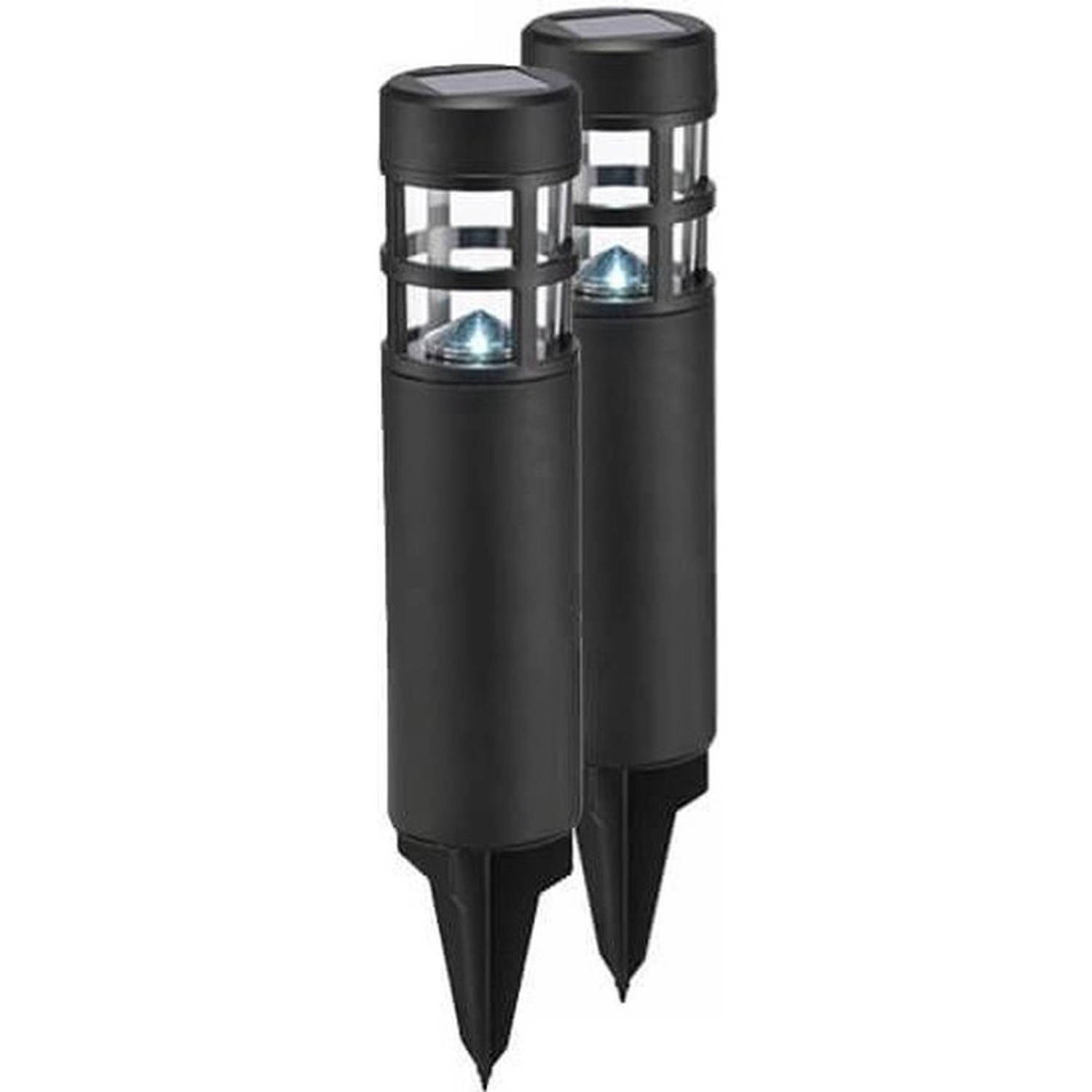 6x Buitenlampen/tuinlampen 39 cm zwart op steker - Prikspotjes