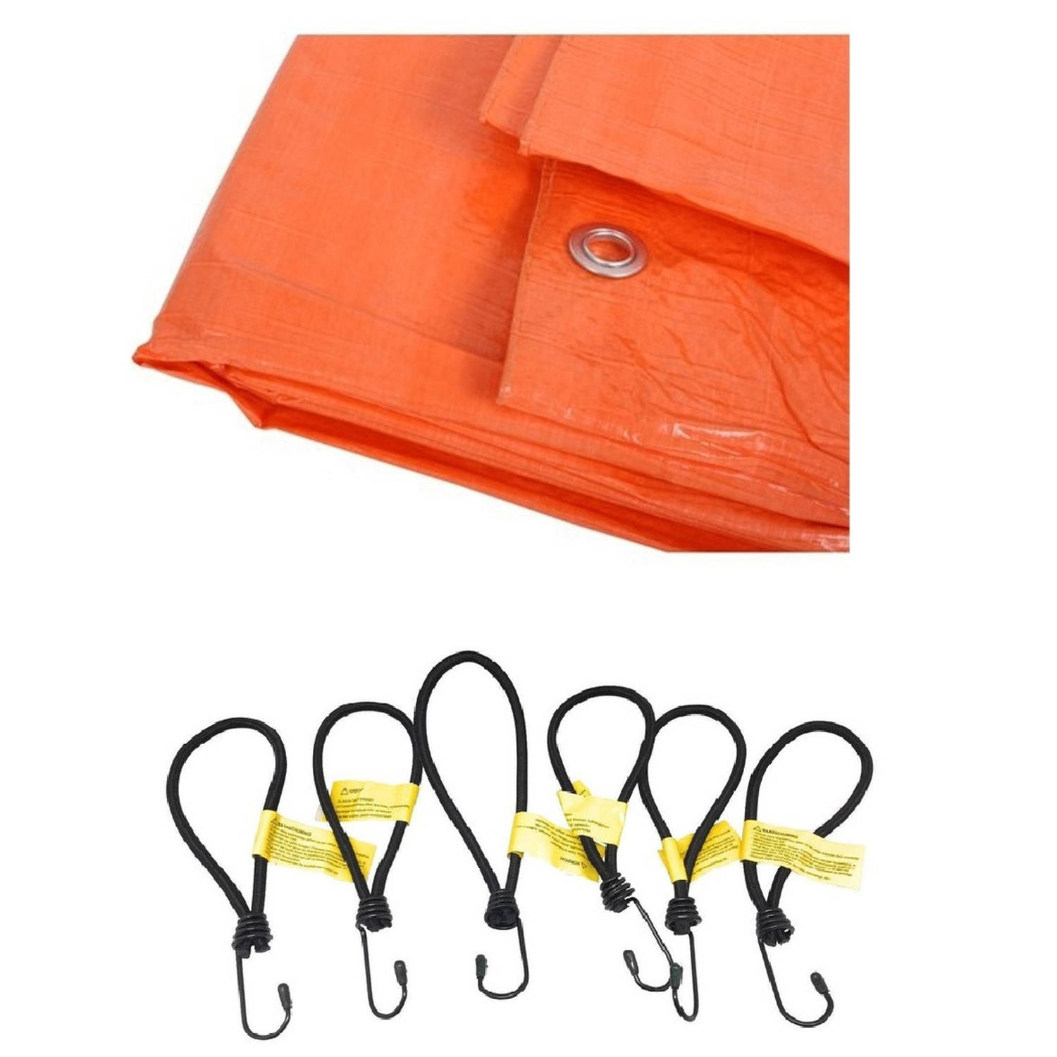 Oranje Afdekzeil-Dekzeilen Van 4 X 6 Meter Met 24x Spanners-elastieken Haakjes