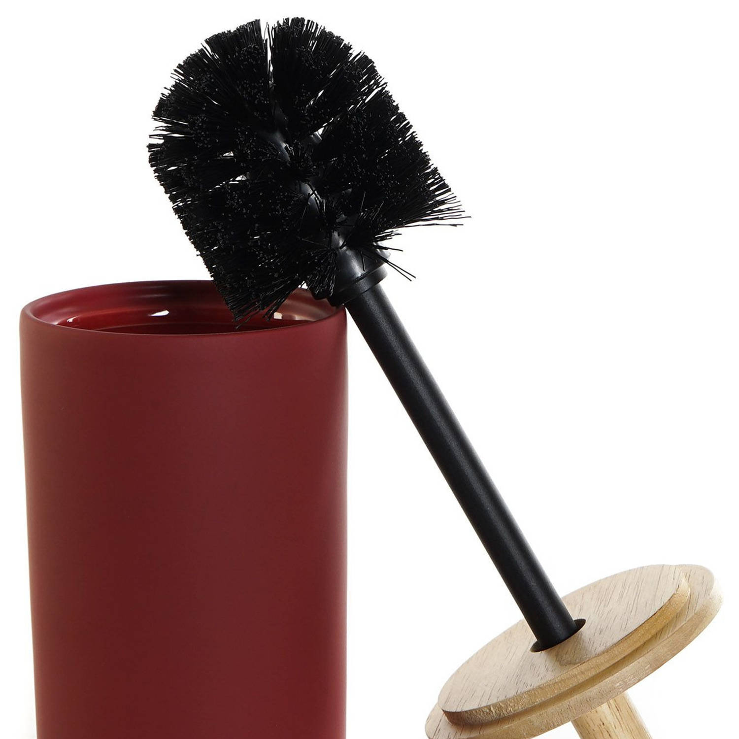 bijgeloof worst privacy Wc-borstel/toiletborstel met houder rood 39 cm van bamboe/steen -  Toiletgarnituur | Blokker