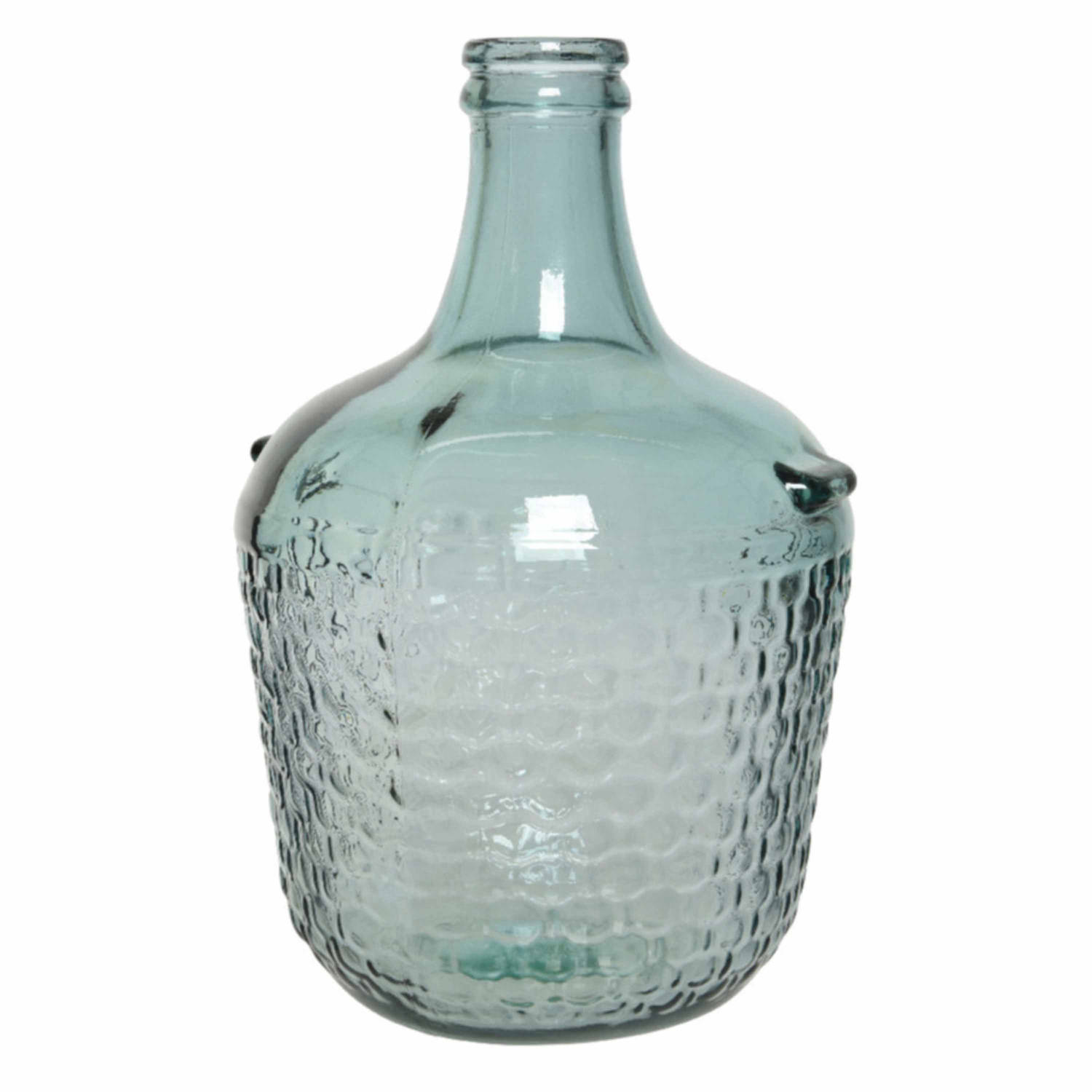 klein Gedrag Theoretisch Fles vaas/bloemenvaas recycled glas lichtblauw 20 x 30 cm - Vazen | Blokker
