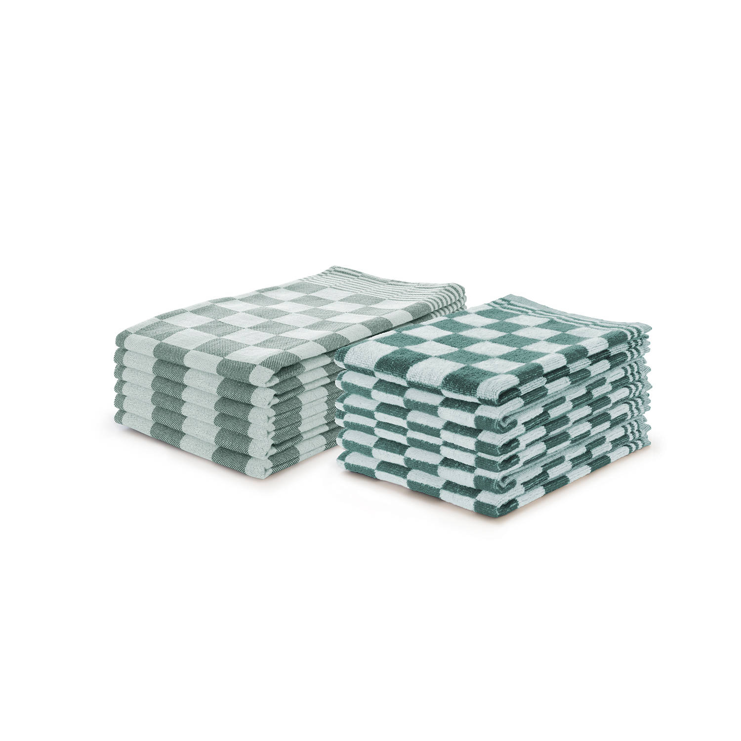 Elegance Theedoeken & Keukendoeken Set Blok - donker groen - set van 12