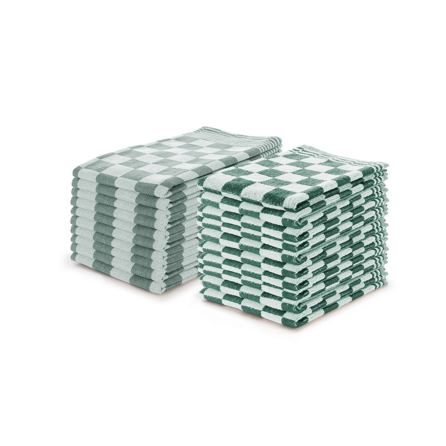 Elegance Theedoeken & Keukendoeken Set Blok - donker groen - set van 20