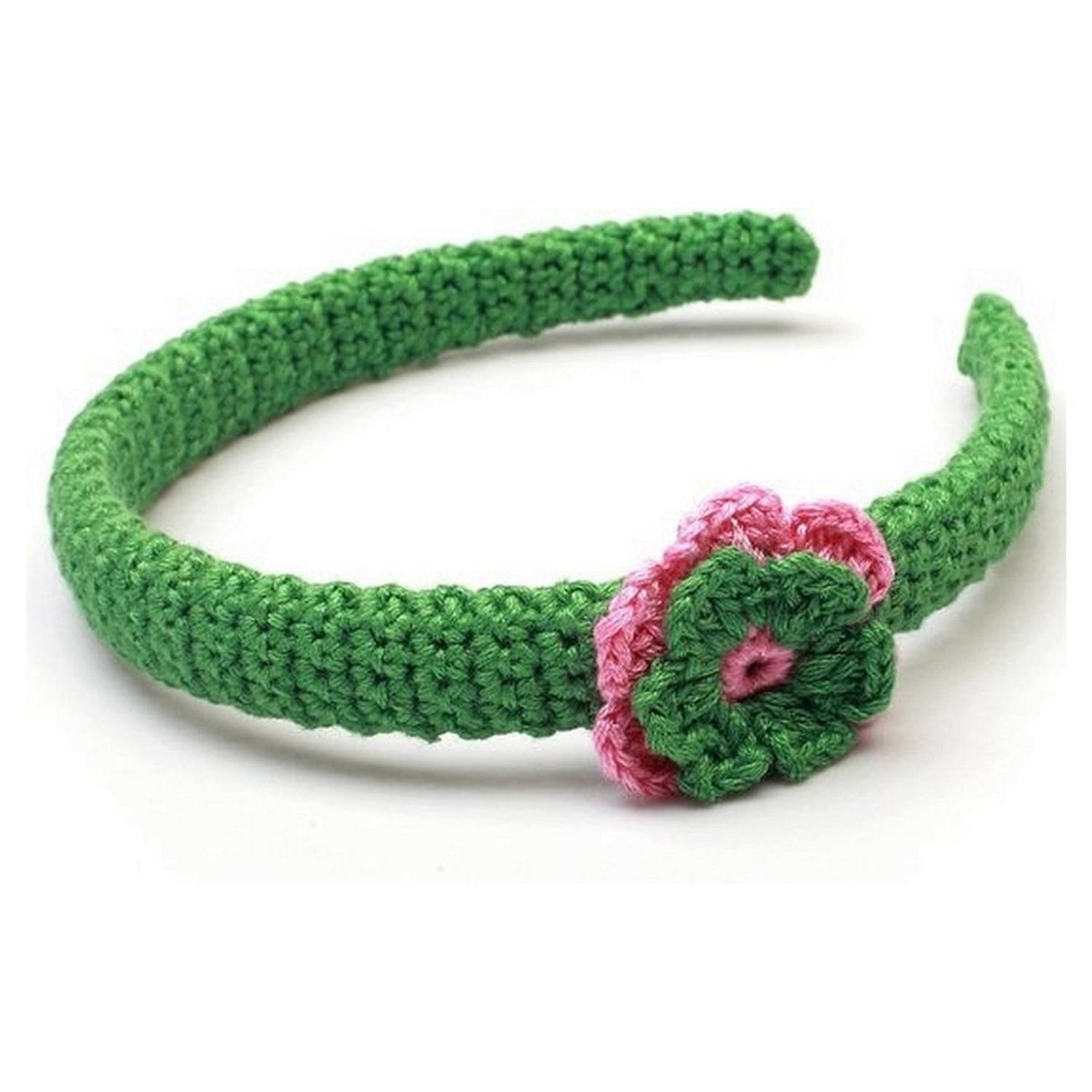 NatureZOO Haarband / Diadeem voor baby Bloem Groen/roze