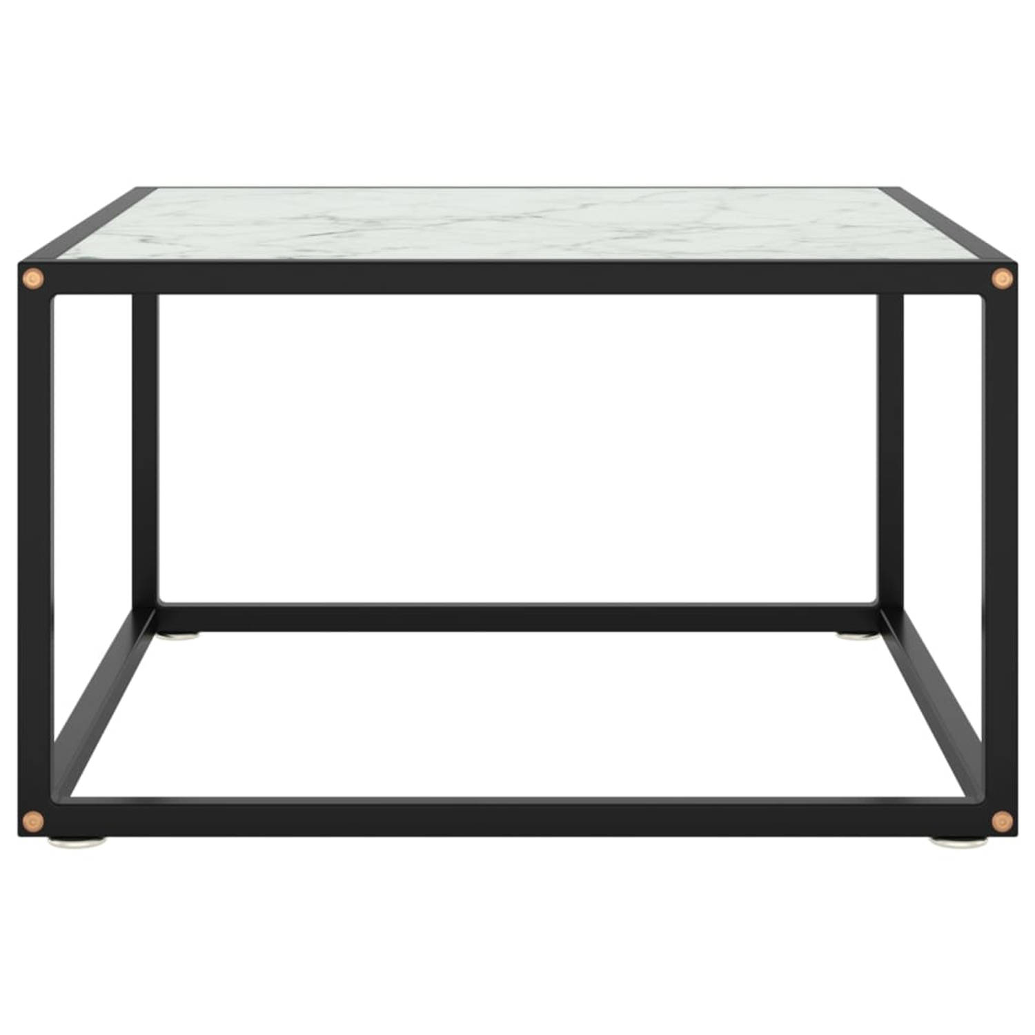 The Living Store Salontafel praktische woonkamertafel Glas-staal 60 x 60 x 35 cm Zwart-wit