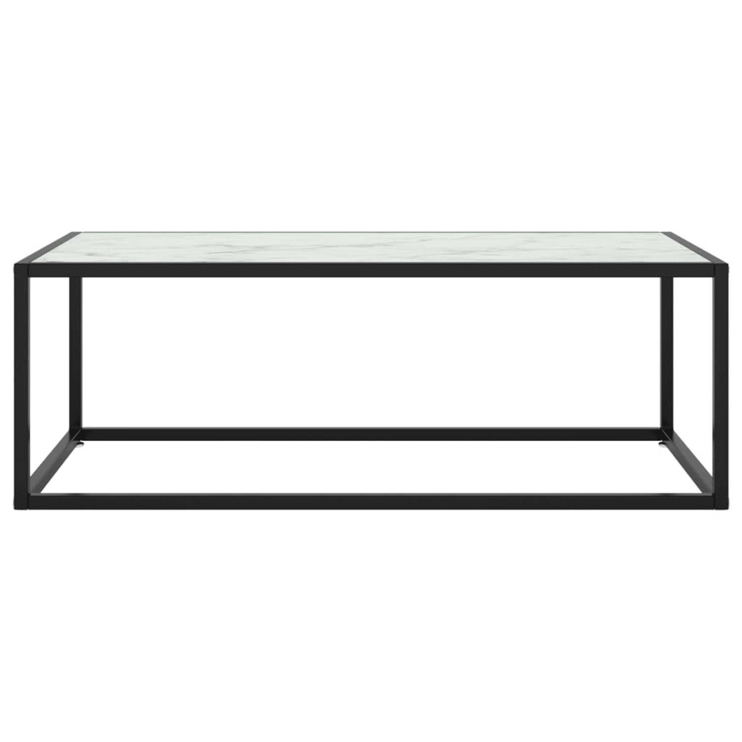The Living Store Salontafel Praktische woonkamertafel Glas-Staal 100x50x35 cm Zwart-Wit