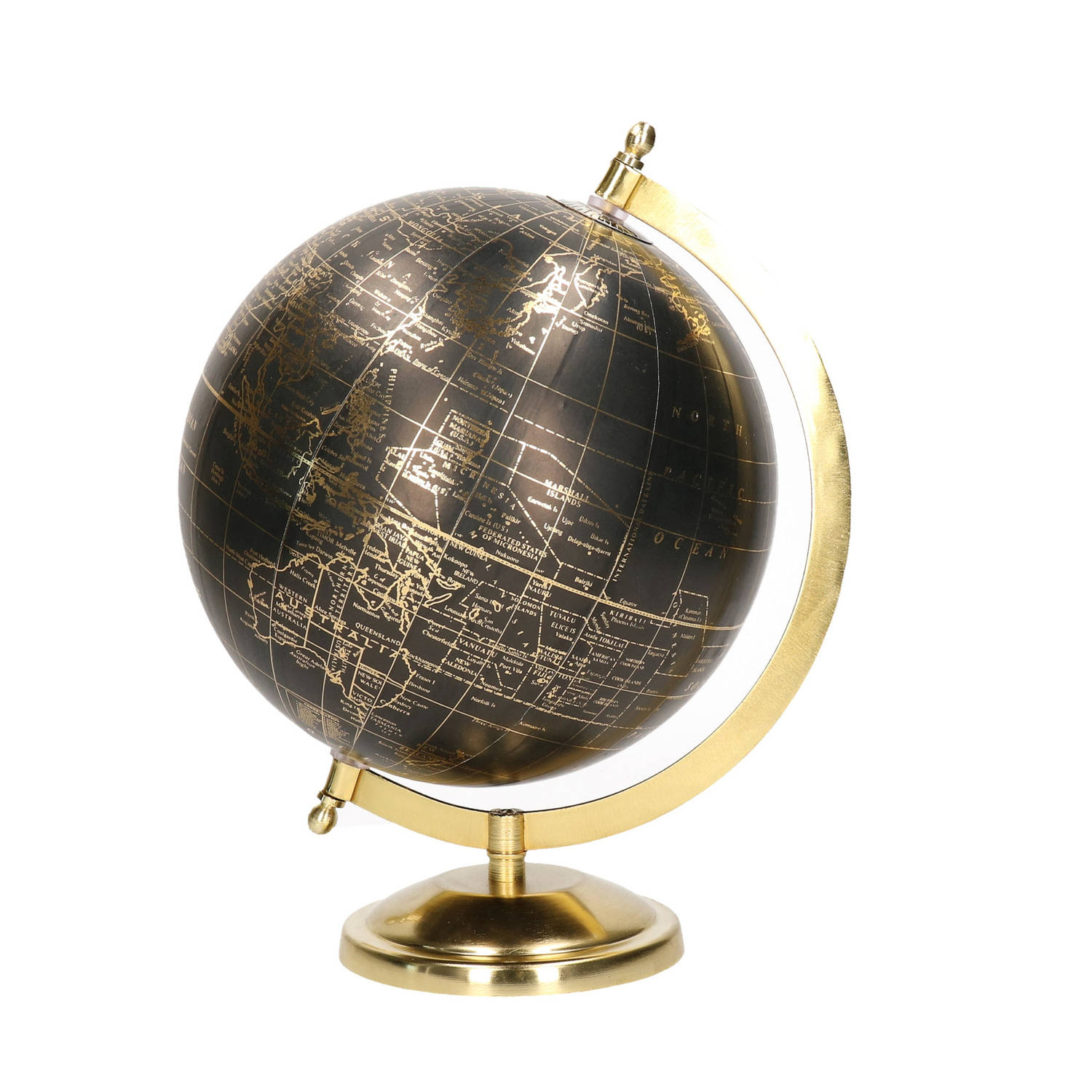 Decoratie wereldbol/globe op metalen voet 22 x 27 cm - Wereldbollen | Blokker