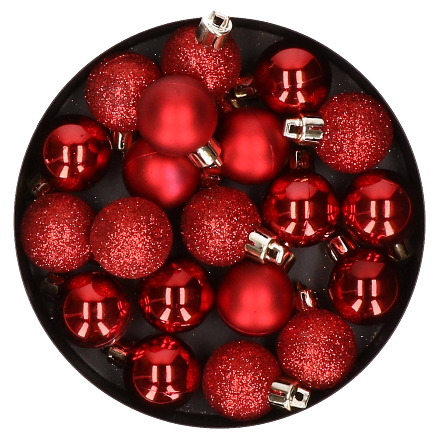 20x Stuks Kleine Kunststof Kerstballen Rood 3 Cm Mat-glans-glitter Onbreekbare Plastic Kerstballen K