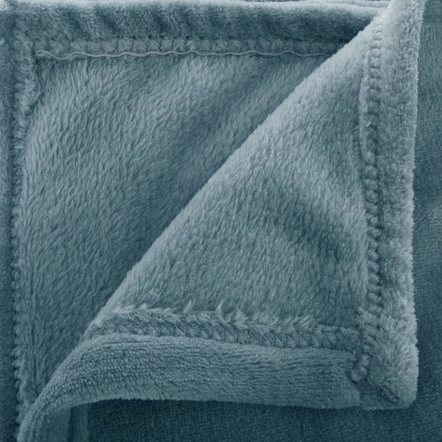 Atmosphera Plaid/bank deken - ijsblauw - polyester - 180 x 230 cm - Plaids