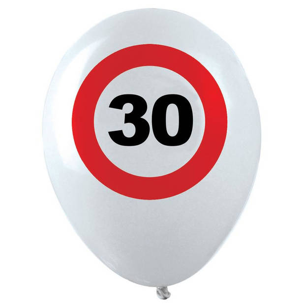 36x Leeftijd verjaardag ballonnen met 30 jaar stopbord opdruk 28 cm - Ballonnen