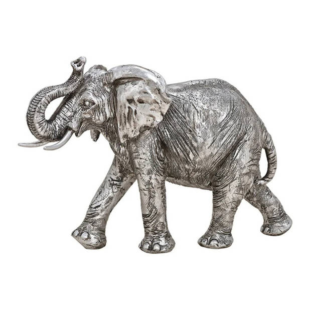 Olifant woondecoratie dieren beeldje zilver 28 x 19 x 10 cm - Beeldjes