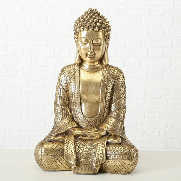 Decoratie boeddha beeld goud zittend 39 cm - Beeldjes