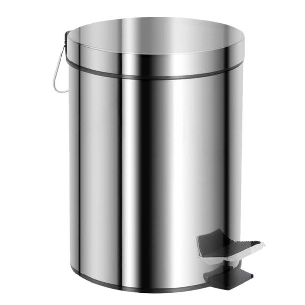 Toiletborstel houder zilver rvs 39 cm met pedaalemmer 5 liter - Badkameraccessoireset