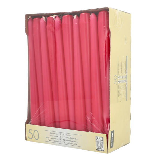 Conpax Candles Dinerkaarsen - 50x stuks - fuchsia roze - 25 cm - Dinerkaarsen