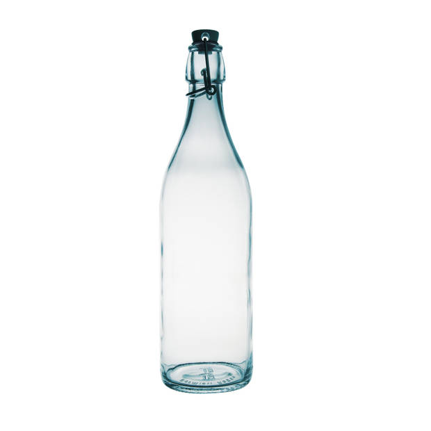 2x Glazen limonadeflessen/waterflessen transparant 1 liter rond - Weckpotten