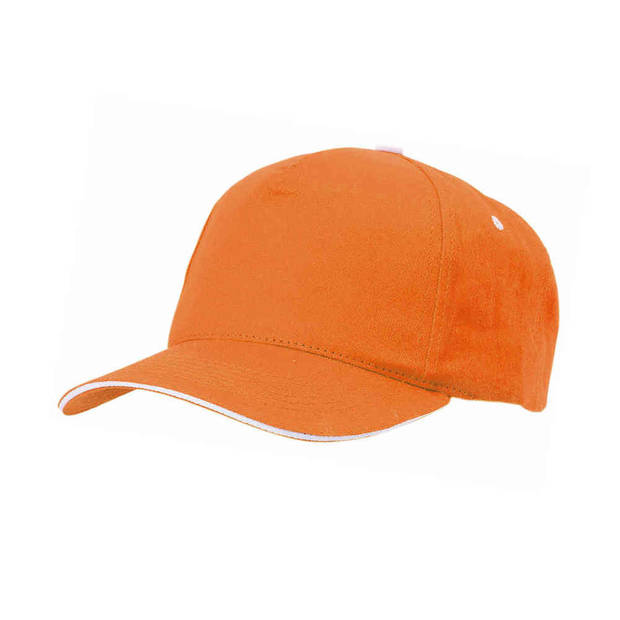 2x stuks oranje 5-panel baseballcap voor volwassenen - Verkleedhoofddeksels