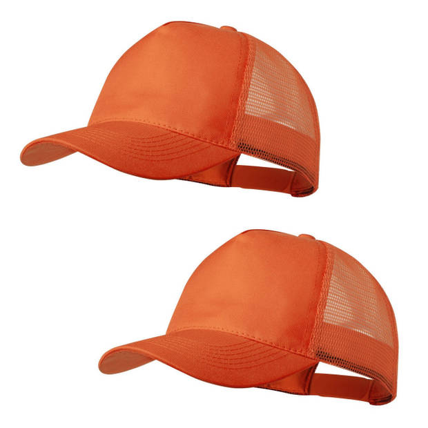 Oranje mesh baseballcap voor volwassenen - Verkleedhoofddeksels