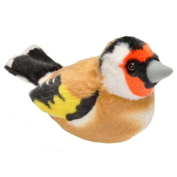 Set van 2x stuks pluche vogels knuffels van 14 cm met geluid - Vogel knuffels