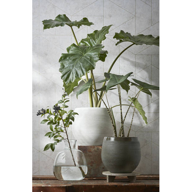 Mica Decorations Plantenpot Douro - grijs - keramiek - 20x18 cm - Plantenpotten