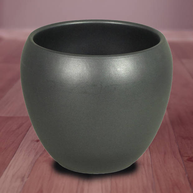 Floran Plantenpot - antraciet - mat - keramiek - 14 x 11 cm - Plantenpotten