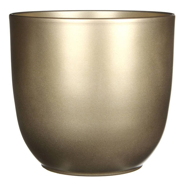 Plantenpot/bloempotten set - 2x stuks - keramiek - goud - D17 en D22 cm - Plantenpotten