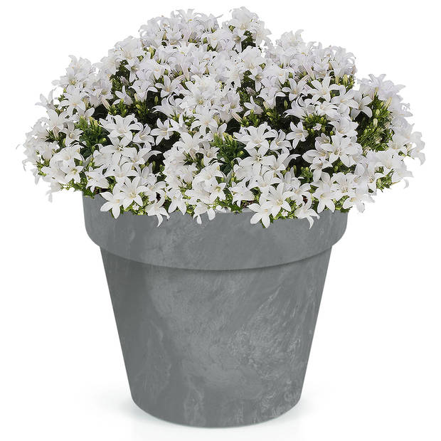 1x Kunststof bloempotten/plantenpotten betonlook 30 cm lichtgrijs - Plantenpotten