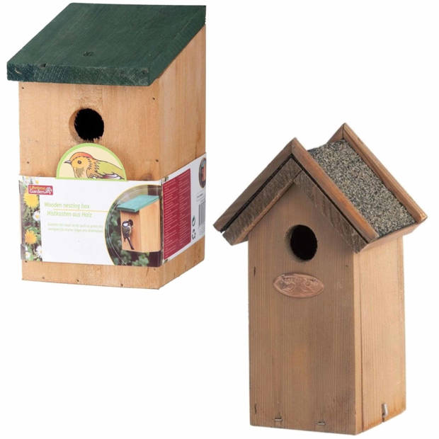 Voordeelset van 2x stuks houten vogelhuisjes/nestkastjes - Vogelhuisjes