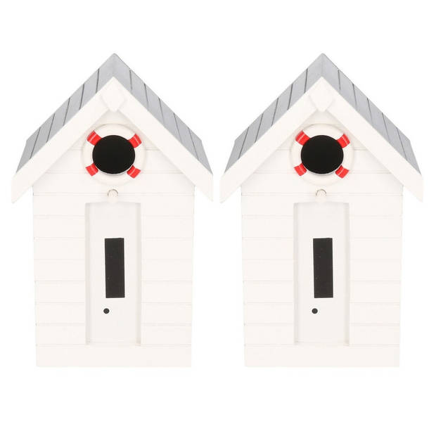 2x stuks wit vogelhuisje strandhuis voor kleine vogels 21 cm - Vogelhuisjes