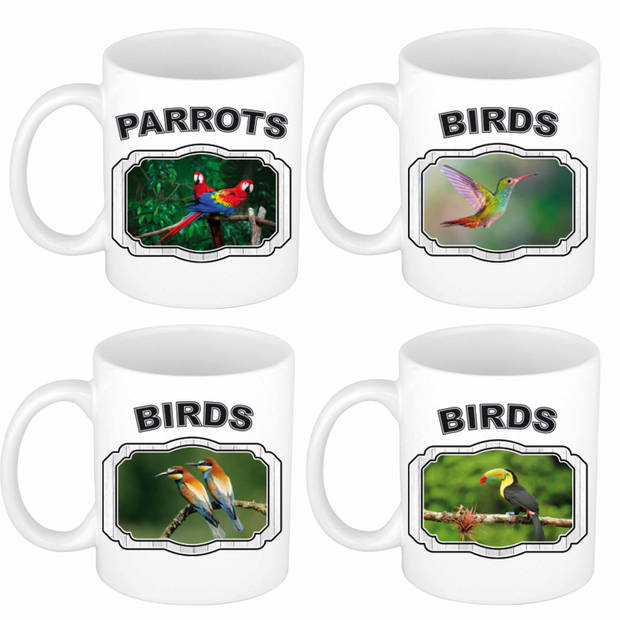 4x Dieren tropische vogels prints drink mokken 300 ml - feest mokken ...