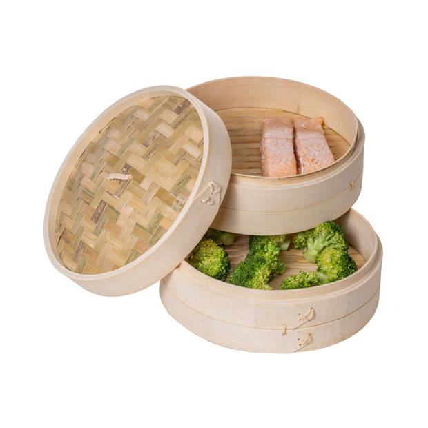 Sareva Stoommandje / Dim Sum mandje / serveermandje - Bamboe - 2-laags - ø 25 cm