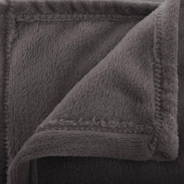 Atmosphera Plaid/bank deken - donkergrijs - polyester - 180 x 230 cm - Plaids