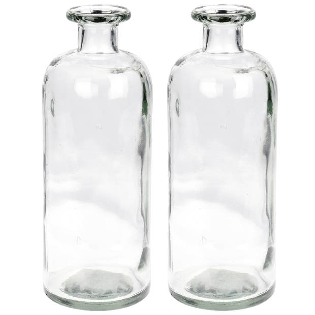 2x Glazen vaas/vazen 1500 ml van 10 x 30 cm - Vazen