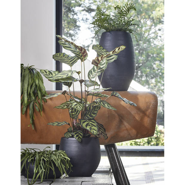Bloemenvaas zwart keramiek voor boeketten/takken/bloemen H40 x D26 cm - Vazen