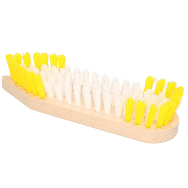 Set van 2x stuks schrobborstel hout met baard en spitse neus geel/wit - Schrobborstels