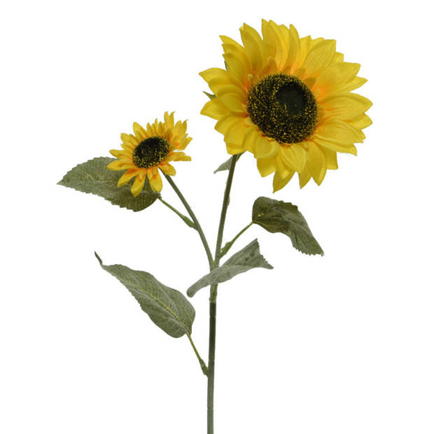 2x Gele kunst zonnebloemen kunstbloemen 72 cm decoratie - Kunstbloemen