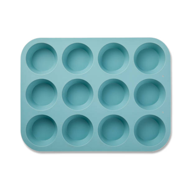Blokker muffin bakvorm - siliconen - 12 stuks - blauw