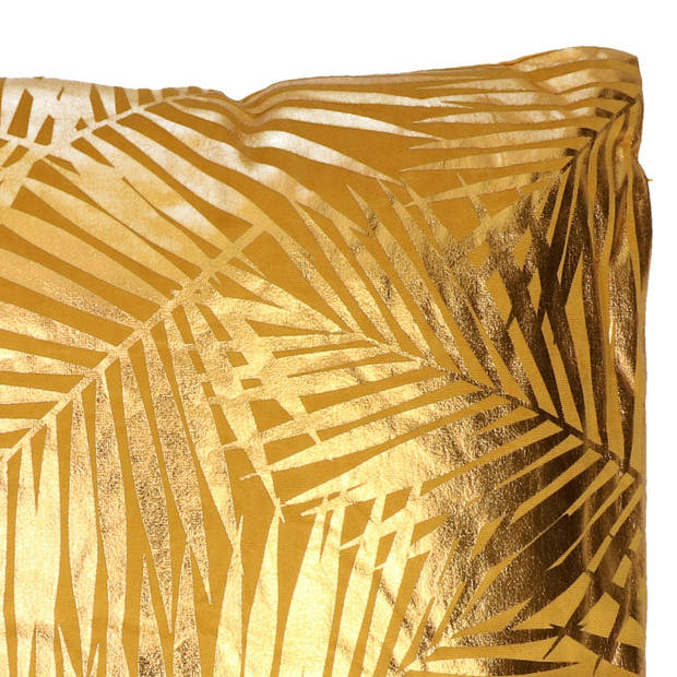Atmosphera Bank/sier kussens - voor binnen palmen print - Oker goud - 40 x 40 x 11 cm - Sierkussens