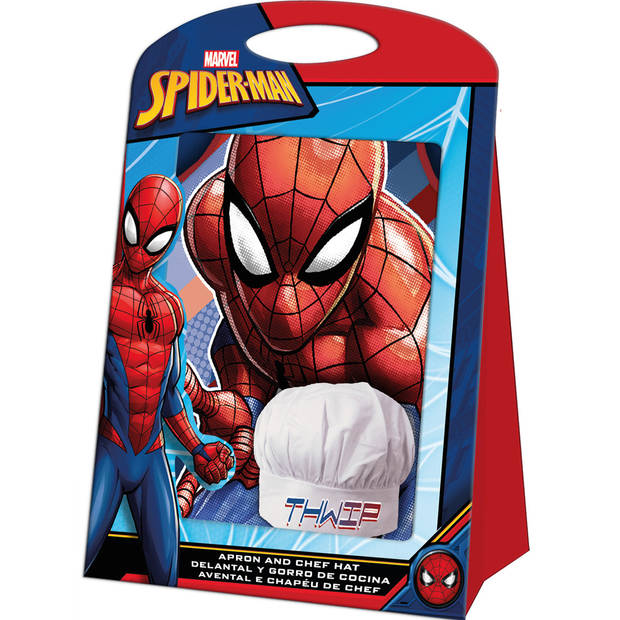 Marvel Spiderman kookset schort en muts voor kinderen - Keukenschorten