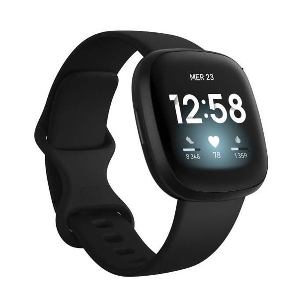 FITBIT - Versa 3 smartwatch - Levensduur batterij + 6 dagen - Zwart