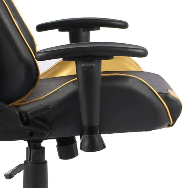 The Living Store Gamingstoel - Luxe - Hoge rugleuning - Ergonomische zitting - Verstelbaar - Wieltjes - Goud en zwart -