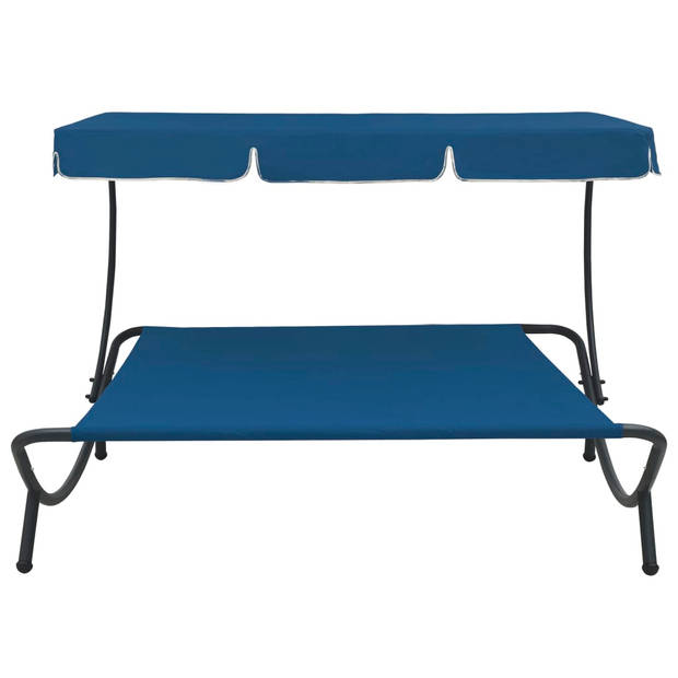 vidaXL Loungebed met luifel blauw