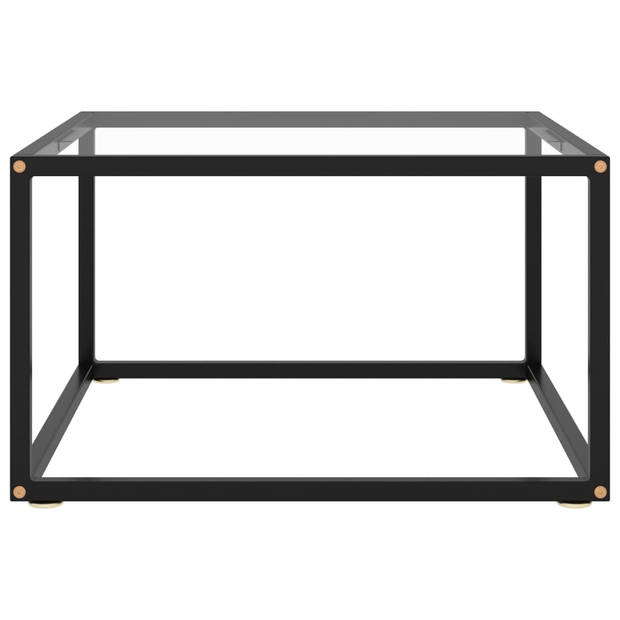 vidaXL Salontafel met gehard glas 60x60x35 cm zwart