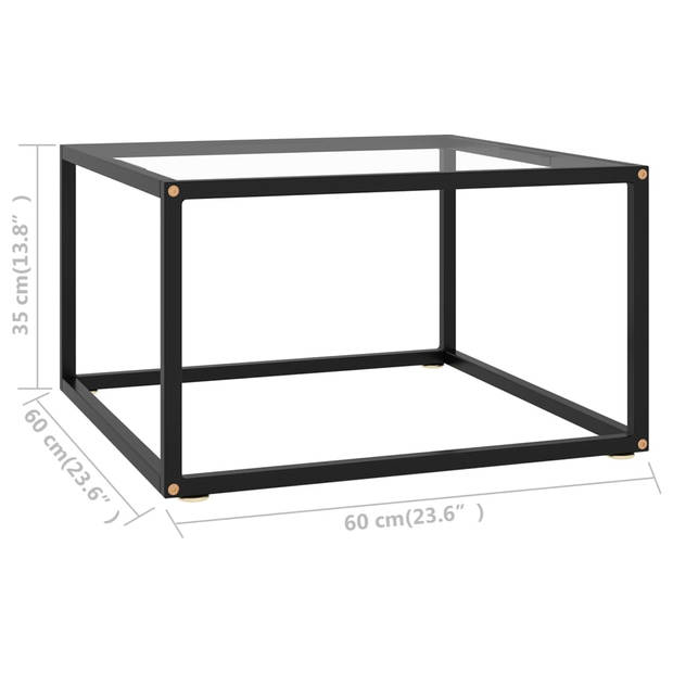 vidaXL Salontafel met gehard glas 60x60x35 cm zwart