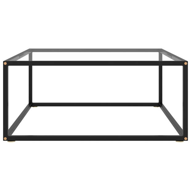 vidaXL Salontafel met gehard glas 80x80x35 cm zwart