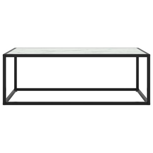 The Living Store Salontafel - Praktische woonkamertafel - Glas/Staal - 100x50x35 cm - Zwart/Wit
