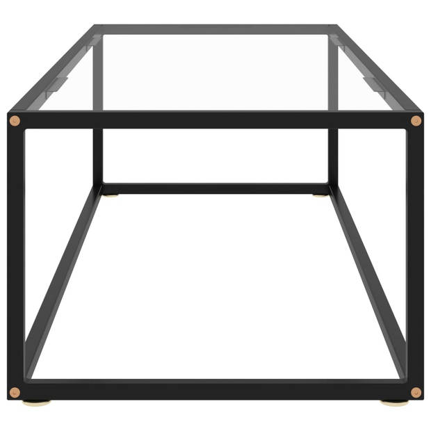 The Living Store Salontafel - Gehard glas en gepoedercoat staal - 120 x 50 x 35 cm - Zwart/transparant